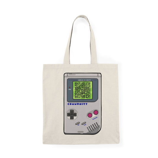 Retro Game Device-Inspired Tote -- "Change the Game" Message + QR Code | Umoja Is Unity