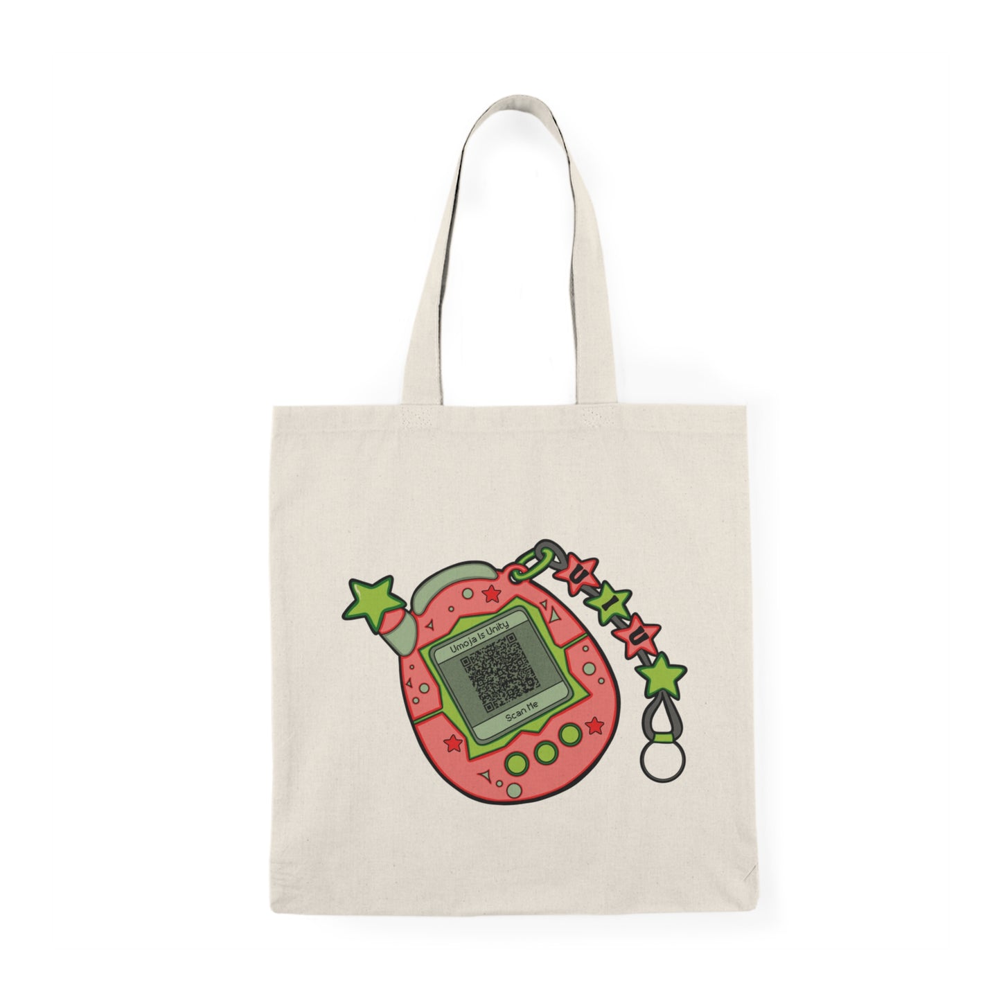 Nostalgic Activist Tote Bag -- Tamagotchi Design + QR Code | Umoja Is Unity